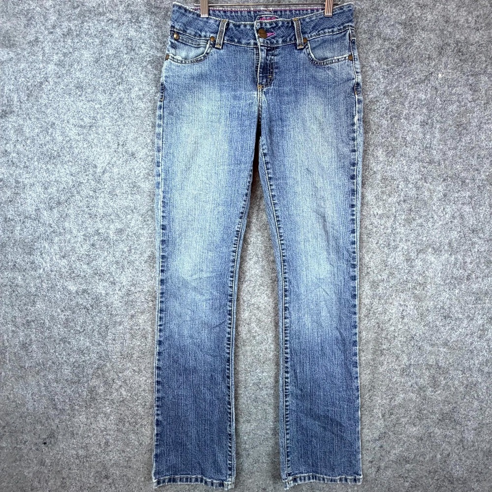 Wrangler Premium Patch Jeans Womens S Blue Y2K Denim Low Rise Bootcut Leg